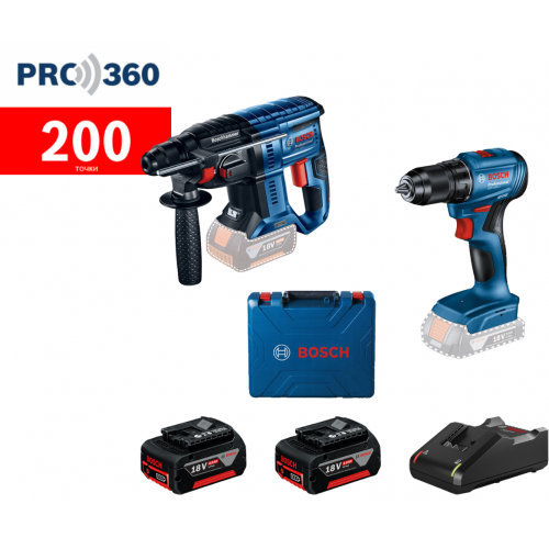 Bosch Акумулаторен винтоверт GSR 185-LI + Акумулаторен перфоратор GBH 180-LI + 2 x 4,0 Ah в куфар Bosch Акумулаторен винтоверт GSR 185-LI + Акумулаторен перфоратор GBH 180-LI + 2 x 4,0 Ah в куфар
