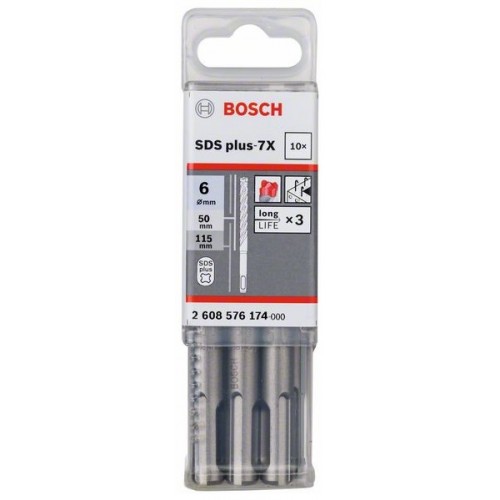 Bosch Свредлa SDS plus 7X  10 бр 6x50x115mm - 2608576174 - Свредла за перфоратори и къртачи