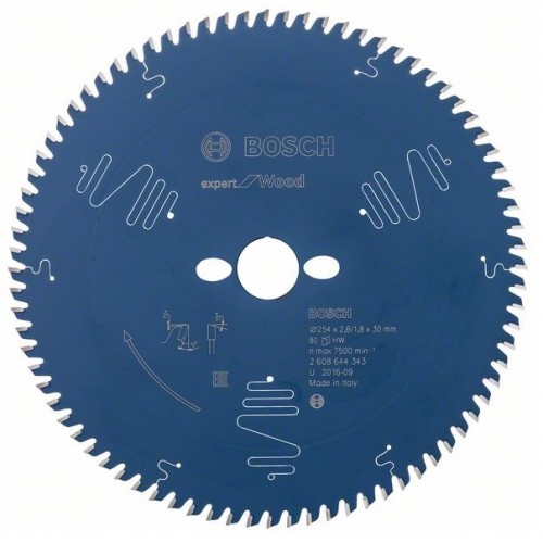 BOSCH Циркулярен Диск Expert for Wood 254x30x2.6/1.8x80 T - 2608644343 - Външен диаметър: 254 mmОтвор: 30 mmШирочина на рязане (b1) / дебелина на основния диск (b2): 2,6 mm/1,8 mmБрой на зъбите: 80Форма на зъбите: ATBМакс. BOSCH Циркулярен Диск Expert for Wood 254x30x2.6/1.8x80 T - 2608644343 - Консумативи за циркуляри