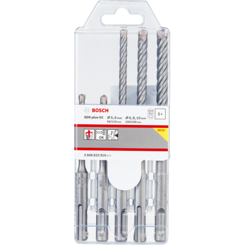 Bosch SDS plus-5X свредла 5бр. комплект 5/6/6/8/10mm Bosch SDS plus-5X свредла 5бр. комплект 5/6/6/8/10mm
