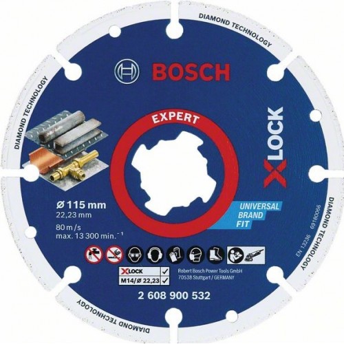 BOSCH X-LOCK Диамантен диск за Метал 115x22.23mm - 2608900532 - За шлифовъчни машини