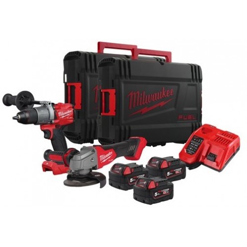 MILWAUKEE M18FPP2Y2-503X АКУМУЛАТОРЕН КОМПЛЕКТ ВИНТОВЕРТ И ЪГЛОШЛАЙФ С 3 БАТЕРИИ POWER PACK - 4933479533 - Ъглошлайфи - Акумулаторни