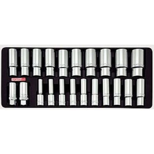TOPTUL - Комплект вложки дванадесетостенни, дълбоки, 8 ~ 32 mm,1/2 TOPTUL - Комплект вложки дванадесетостенни, дълбоки, 8 ~ 32 mm,1/2