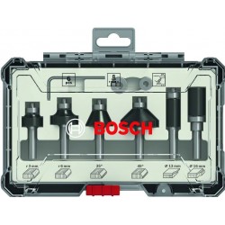 BOSCH Комплект фрезери 6 бр подравняване и кантиране 8mm опашка BOSCH Комплект фрезери 6 бр подравняване и кантиране 8mm опашка