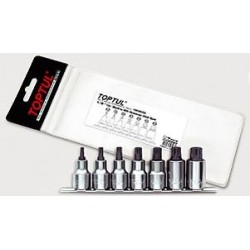 TOPTUL - Комплект шлицове на вложка 1/2“, 7 бр., релса