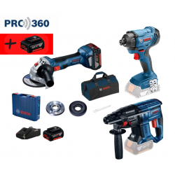 Bosch GWS 180 125mm Акумулаторен ъглошлайф 2x4.0 Ah + Перфоратор GBH 180 + Винтоверт GDR 180 + Чанта Bosch GWS 180 125mm Акумулаторен ъглошлайф 2x4.0 Ah + Перфоратор GBH 180 + Винтоверт GDR 180 + Чанта