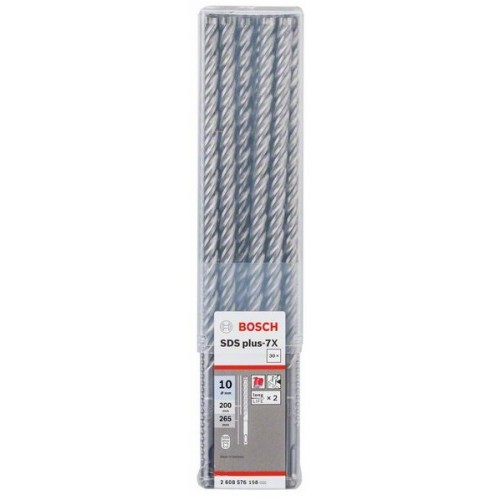 Bosch Свредлa SDS plus 7X 30 бр 10x200x265mm - 2608576198 - За Армиран бетон, Естествен камък, Бетон, Зидария30 бр 10x200x265mm Bosch Свредлa SDS plus 7X 30 бр 10x200x265mm - 2608576198 - Свредла за перфоратори и къртачи