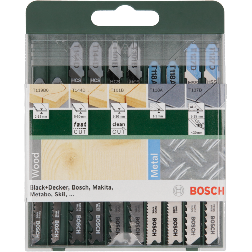 Bosch Комплект ножове за прободен трион Т опашка 10 броя Bosch Комплект ножове за прободен трион Т опашка 10 броя