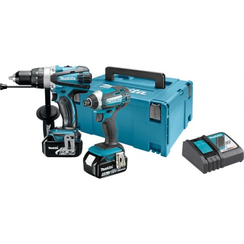 Makita DLX2145TJ Акумулаторен комплект DTD152 + DHP458 с 2x5.0 Ah и зарядно в Куфар - DLX2145TJ - Винтоверти - Акумулаторни