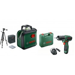 Bosch Лазерен нивелир с кръстосани линии AdvancedLevel 360 + TT 150 Статив + Акумулаторен винтоверт EasyDrill 1200 Bosch Лазерен нивелир с кръстосани линии AdvancedLevel 360 + TT 150 Статив + Акумулаторен винтоверт EasyDrill 1200