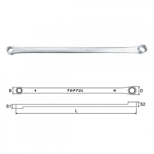 TOPTUL - Комплект дълги ключове, матирани 8-24 mm, 6 бр. TOPTUL - Комплект дълги ключове, матирани 8-24 mm, 6 бр.